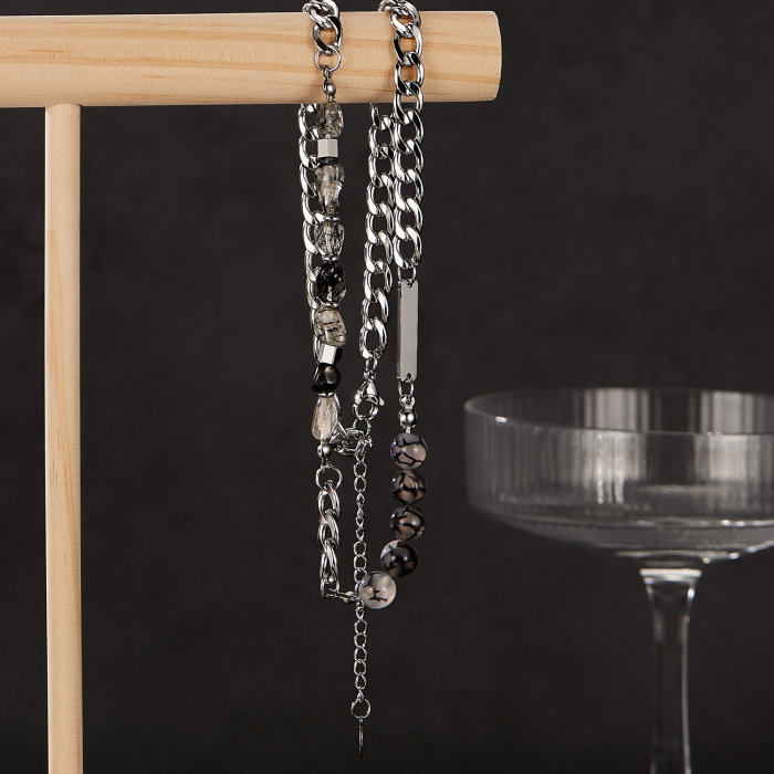 Colier inox mix cu pietre naturale [13]