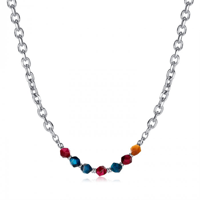 Colier inox mix cu pietre naturale colorate [1]
