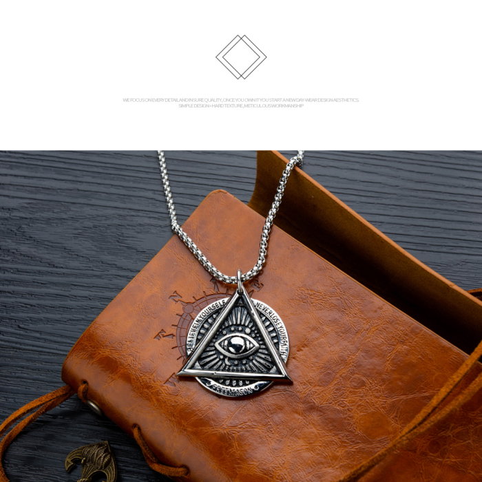 Colier inox Ochiul Triunghiular – Simbol al Cunoașterii și Protecției [10]