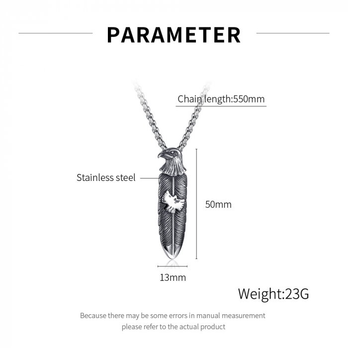 Colier inox pana de vultur 70 cm [7]