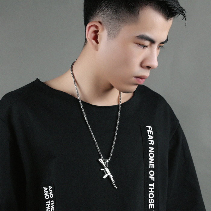 Colier inox pistol mitraliera 60 cm [2]