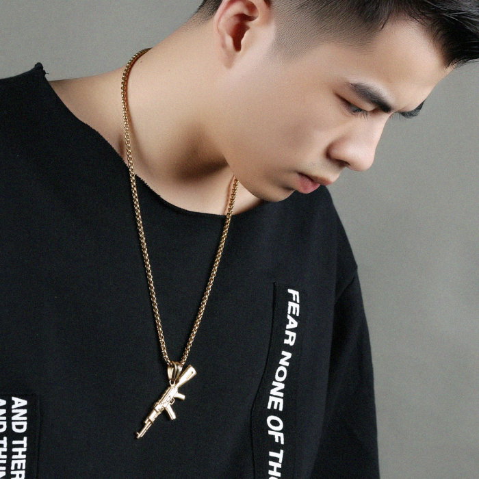 Colier inox pistol mitraliera 60 cm [2]