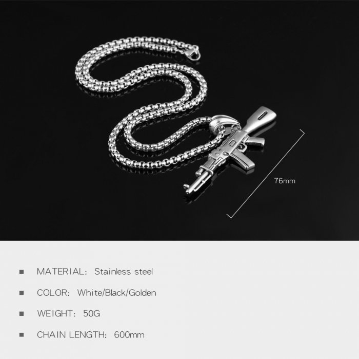 Colier inox pistol mitraliera 60 cm [4]