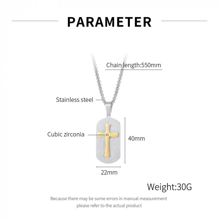 Colier inox placuta cu cruce 55 cm [3]