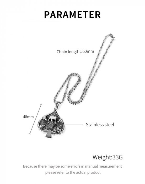 Colier inox poker cu pica cu craniu 55 cm [6]