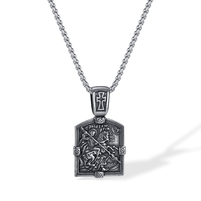 Colier inox Sfântul Gheorghe din Oțel Inoxidabil – Simbol al Curajului și Protecției Divine [1]