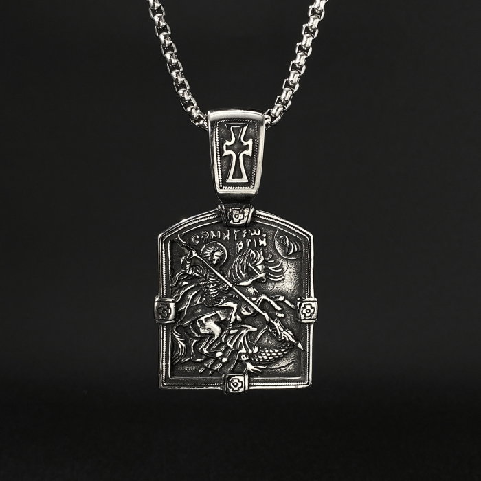 Colier inox Sfântul Gheorghe din Oțel Inoxidabil – Simbol al Curajului și Protecției Divine [10]