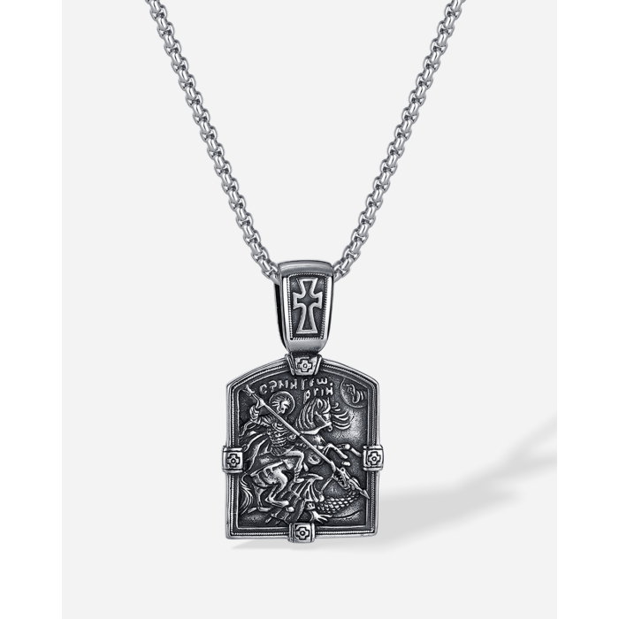 Colier inox Sfântul Gheorghe din Oțel Inoxidabil – Simbol al Curajului și Protecției Divine [15]
