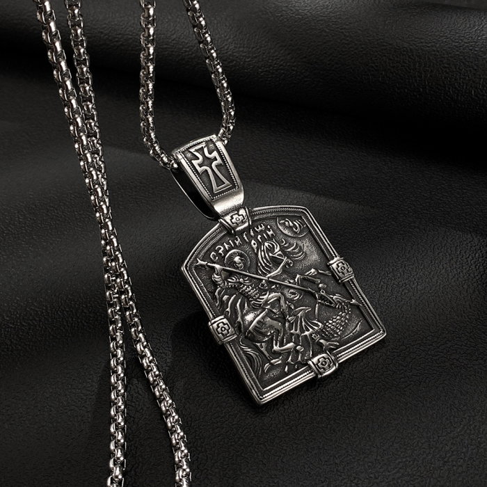 Colier inox Sfântul Gheorghe din Oțel Inoxidabil – Simbol al Curajului și Protecției Divine [5]