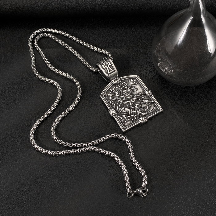 Colier inox Sfântul Gheorghe din Oțel Inoxidabil – Simbol al Curajului și Protecției Divine [11]