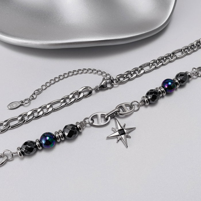 Colier inox stea cu hematite [6]