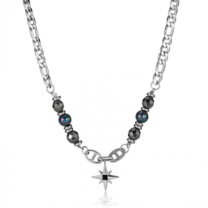 Colier inox stea cu hematite [1]