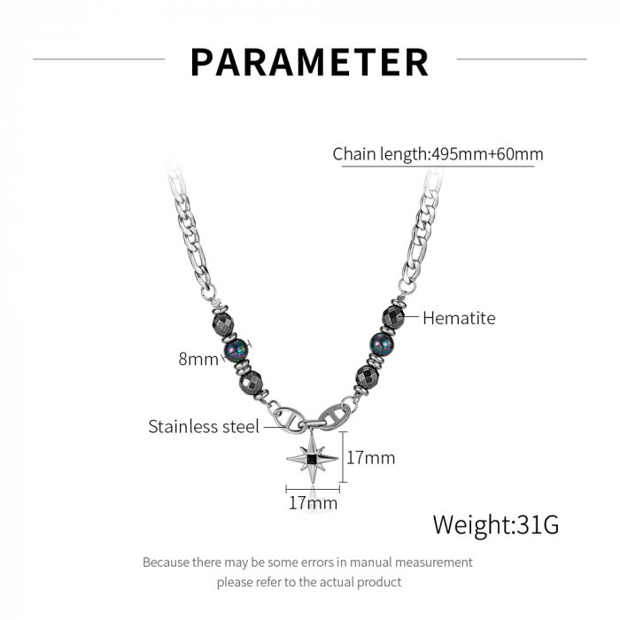 Colier inox stea cu hematite [9]