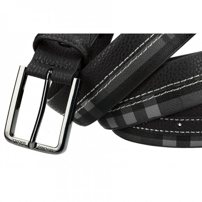 Curea barbati CREGP2 Neagra, Piele naturala (fata) + Piele ecologica (spate) [2]