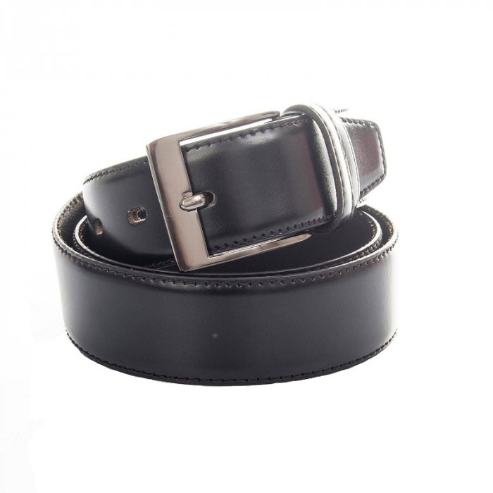 Curea barbati eleganta din piele naturala, Latime 3,8 cm, Neagra [3]