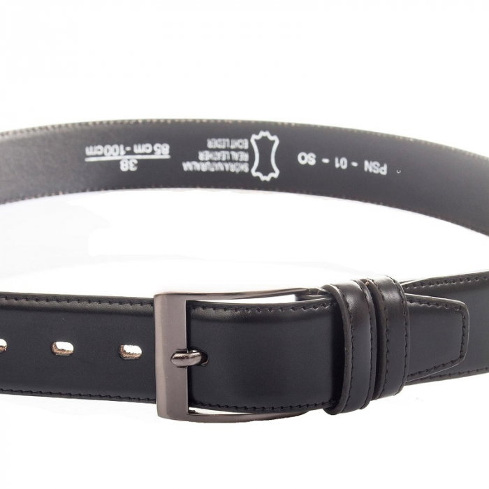 Curea barbati eleganta din piele naturala, Latime 3,8 cm, Neagra [2]