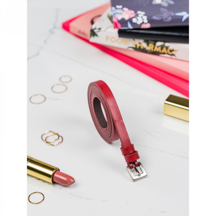 Curea Dama din piele naturala rosie CRLG106 - Latime 1 cm [2]