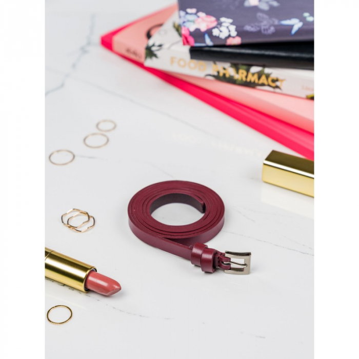Curea Dama din piele naturala rosu burgund CRLG107 - Latime 1 cm [2]