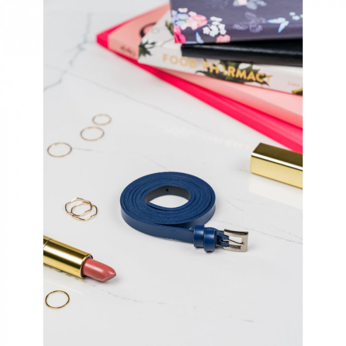 Curea Dama din piele naturala albastra CRLG108 - Latime 1 cm [2]