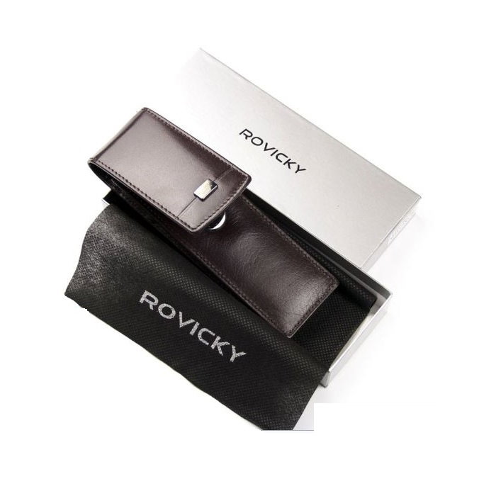 Etui stilou de lux din piele naturala Rovicky, Maron, HUS04 [5]