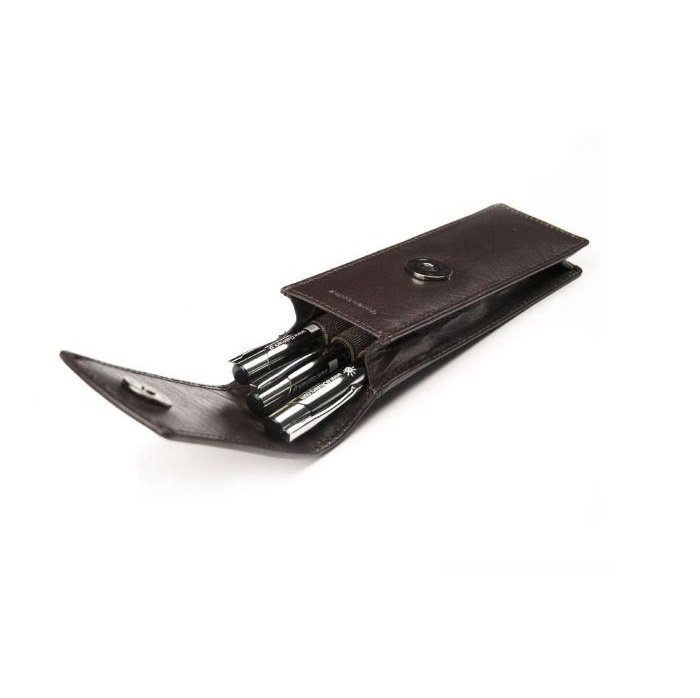 Etui stilou de lux din piele naturala Rovicky, Maron, HUS04 [2]