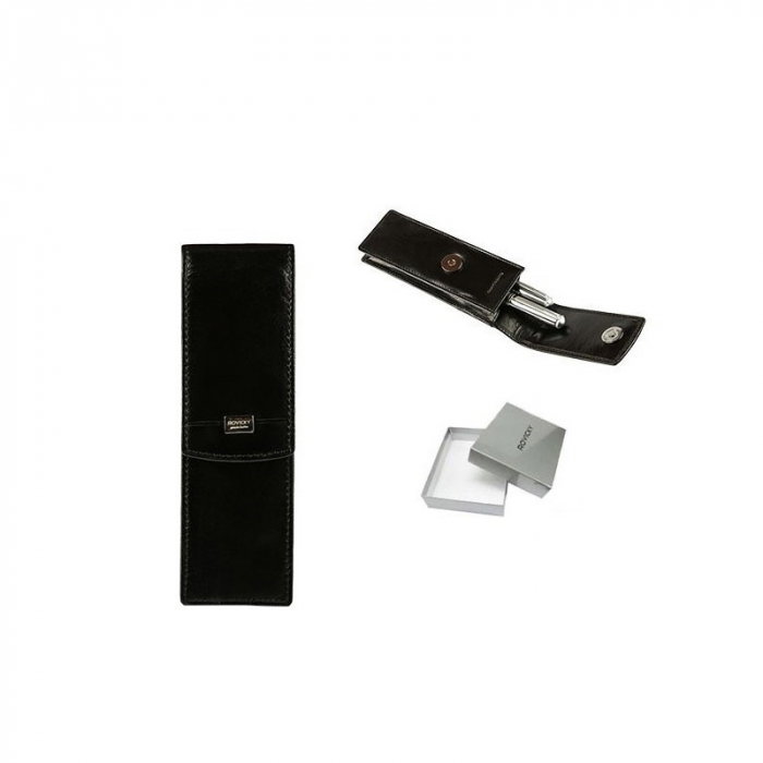 Etui stilou de lux din piele naturala Rovicky, Negru, HUS01 [7]