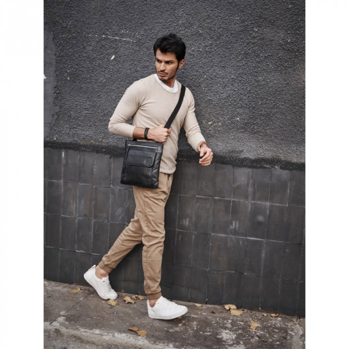 Geanta de umar plata pentru barbati din piele naturala Always Wild [6]