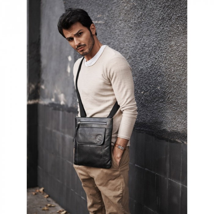 Geanta de umar plata pentru barbati din piele naturala Always Wild [3]