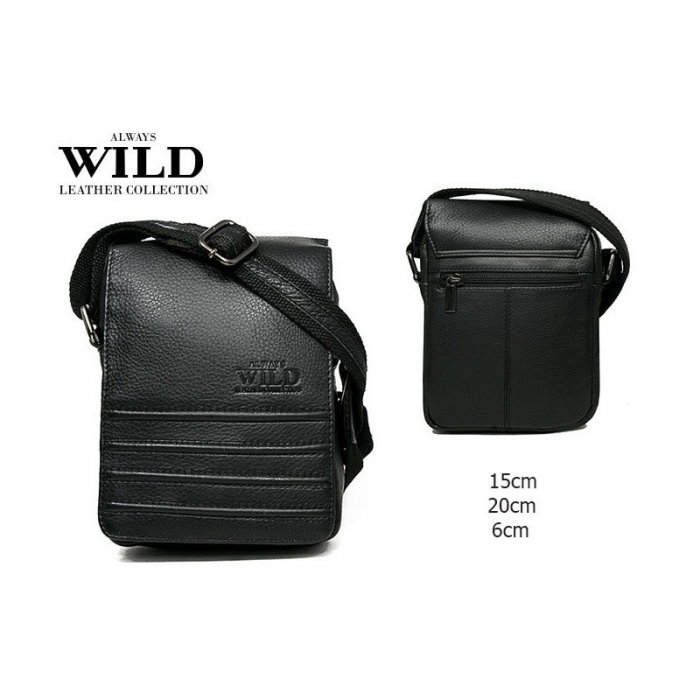 Geanta pentru umar din piele naturala Always Wild, Neagra [13]