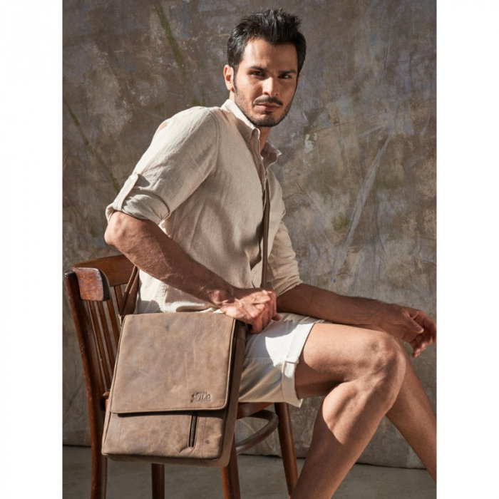 Geanta pentru umar din piele naturala, BORG4, Maron [9]