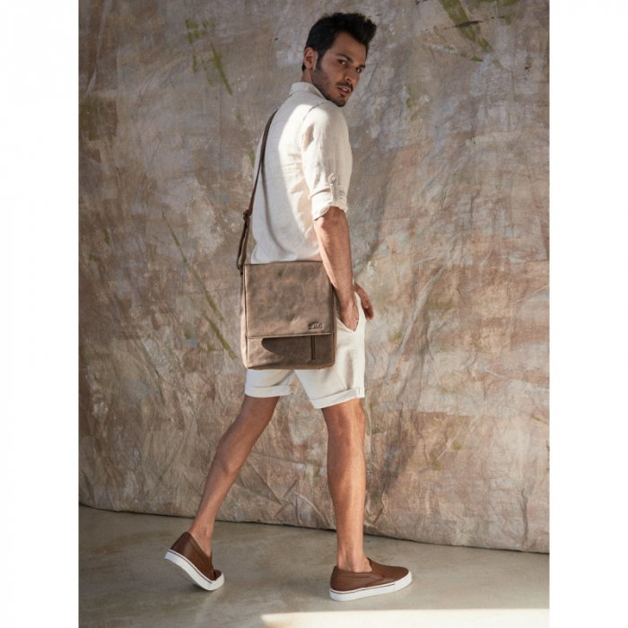 Geanta pentru umar din piele naturala, BORG4, Maron [7]