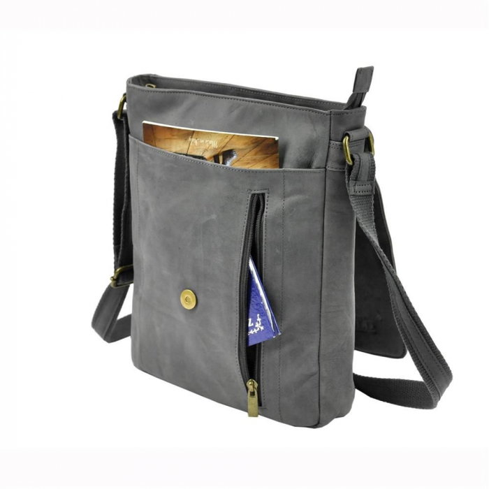 Geanta pentru umar din piele naturala, Always Wild, BORG3, Albastru [4]