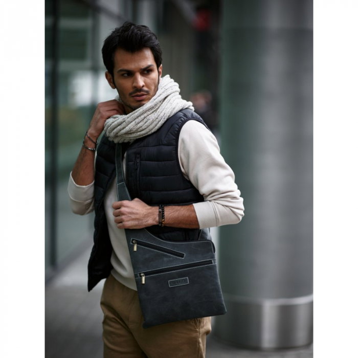 Geanta pentru umar din piele naturala, BORG6, Gri [3]