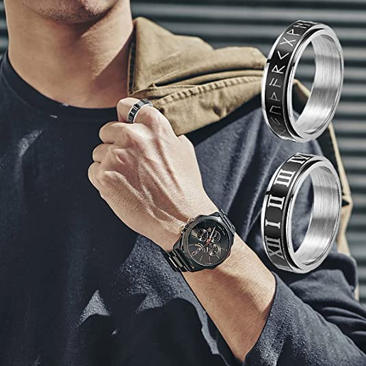 Inel antistres din inox cu cifre romane [2]