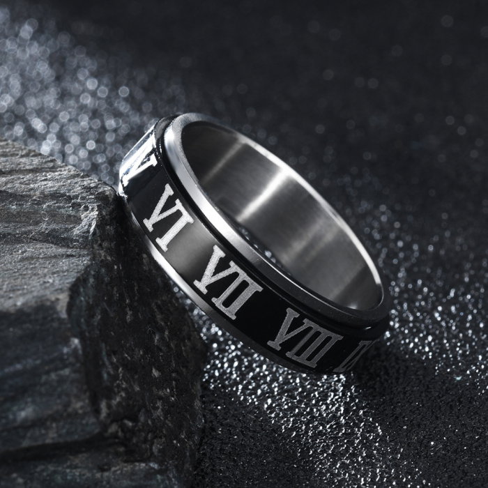 Inel antistres din inox cu cifre romane [3]