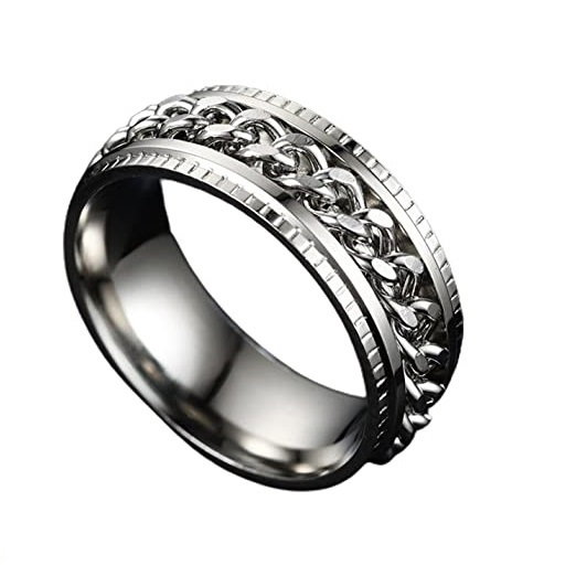 Inel antistres argintiu din inox cu lant rotativ [1]