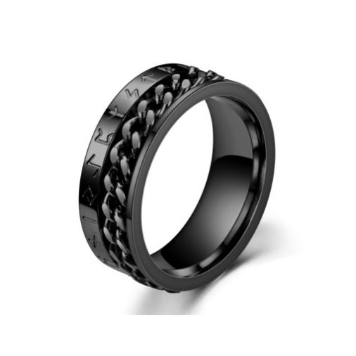 Inel antistres din inox cu lant rotativ si simboluri [2]