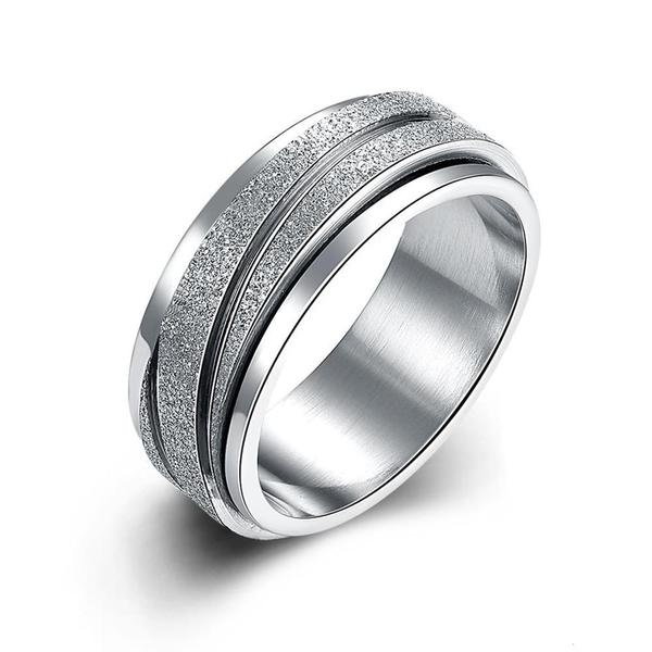 Inel antistres lat din inox cu aspect nisipos, ISTF0002 [1]