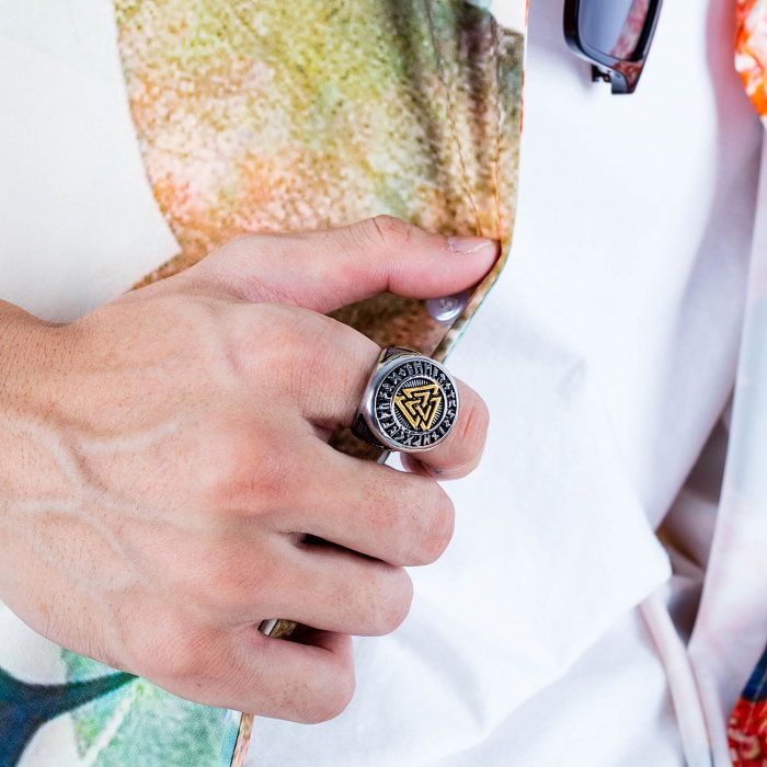 Inel inox Viking Triangle [5]