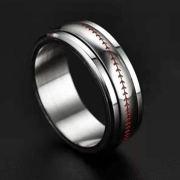 Inel antistres din inox cu dunga rosie [2]