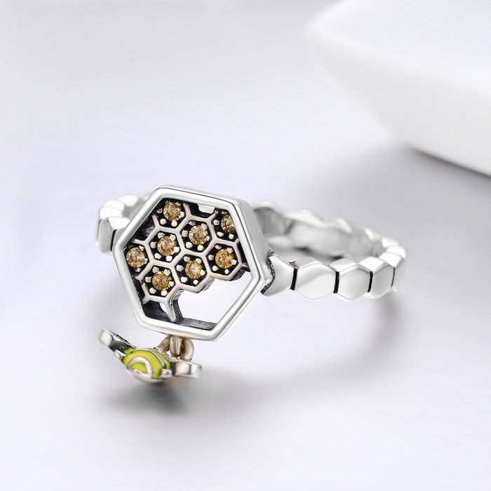 Inel argint 925 cu fagure si albinuta - Be Nature IST0048 [2]