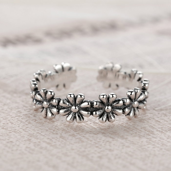 Inel reglabil argint 925 cu flori margarete - Be Nature IST0023 [3]