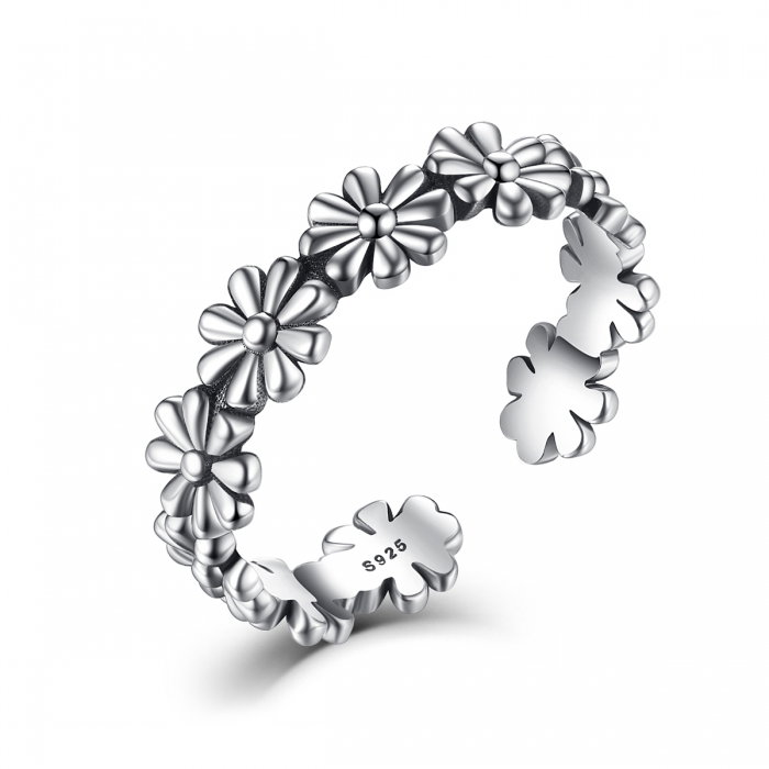 Inel reglabil argint 925 cu flori margarete - Be Nature IST0023 [1]