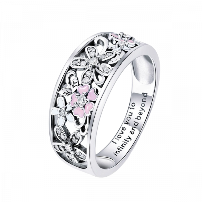 Inel argint 925 cu floricele - I love you to infinity and beyond - Be Nature IST0055 [1]