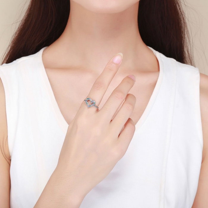 Inel argint 925 cu inimioara si zirconii multicolore - Be in Love IST0061 [5]