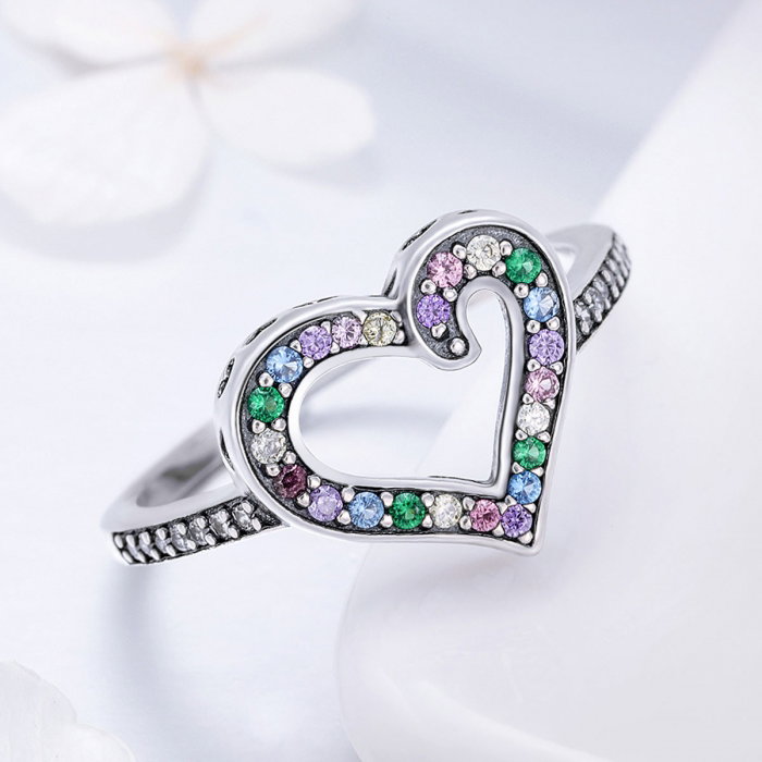 Inel argint 925 cu inimioara si zirconii multicolore - Be in Love IST0061 [4]