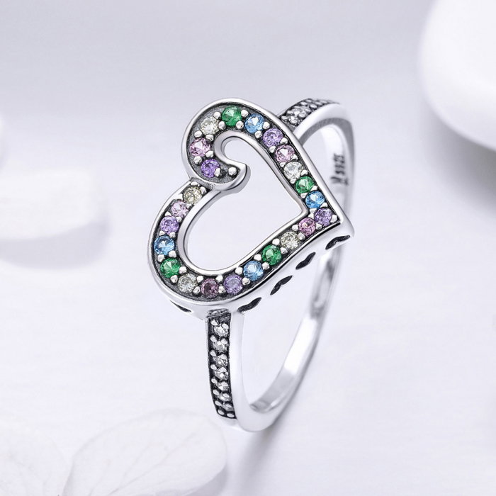 Inel argint 925 cu inimioara si zirconii multicolore - Be in Love IST0061 [2]