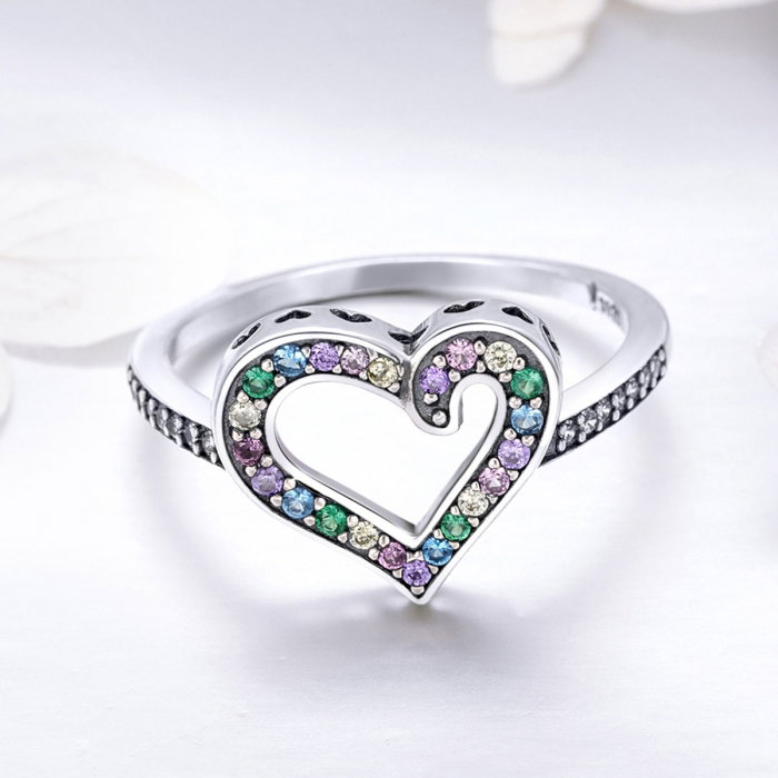Inel argint 925 cu inimioara si zirconii multicolore - Be in Love IST0061 [3]