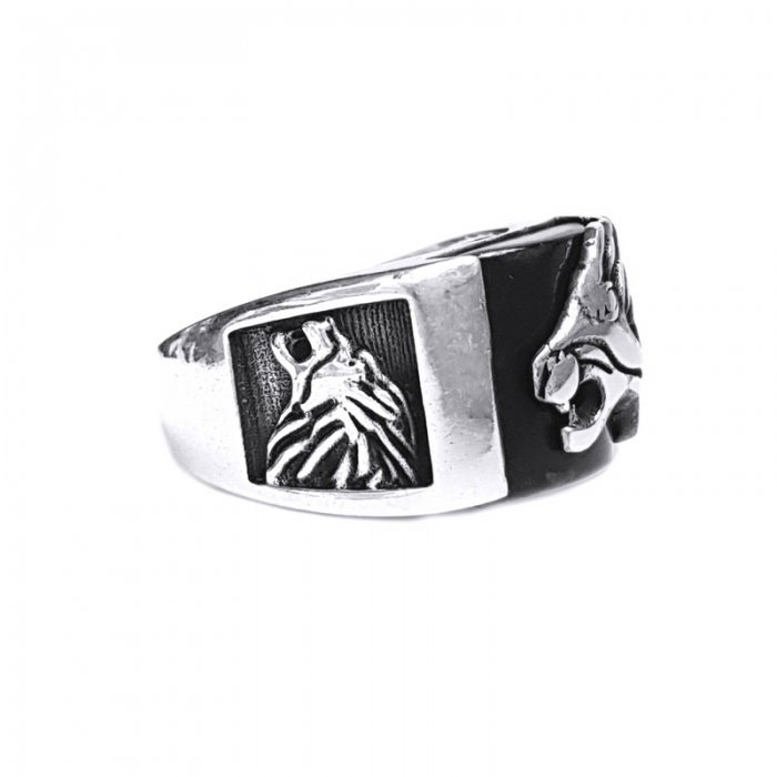 Inel argint 925 cu leu si onix [2]