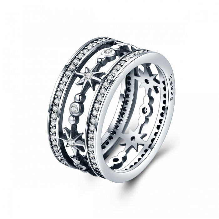 Inel argint 925 cu stelute stralucitoare si zirconii albe - Be Elegant IST0038 [1]